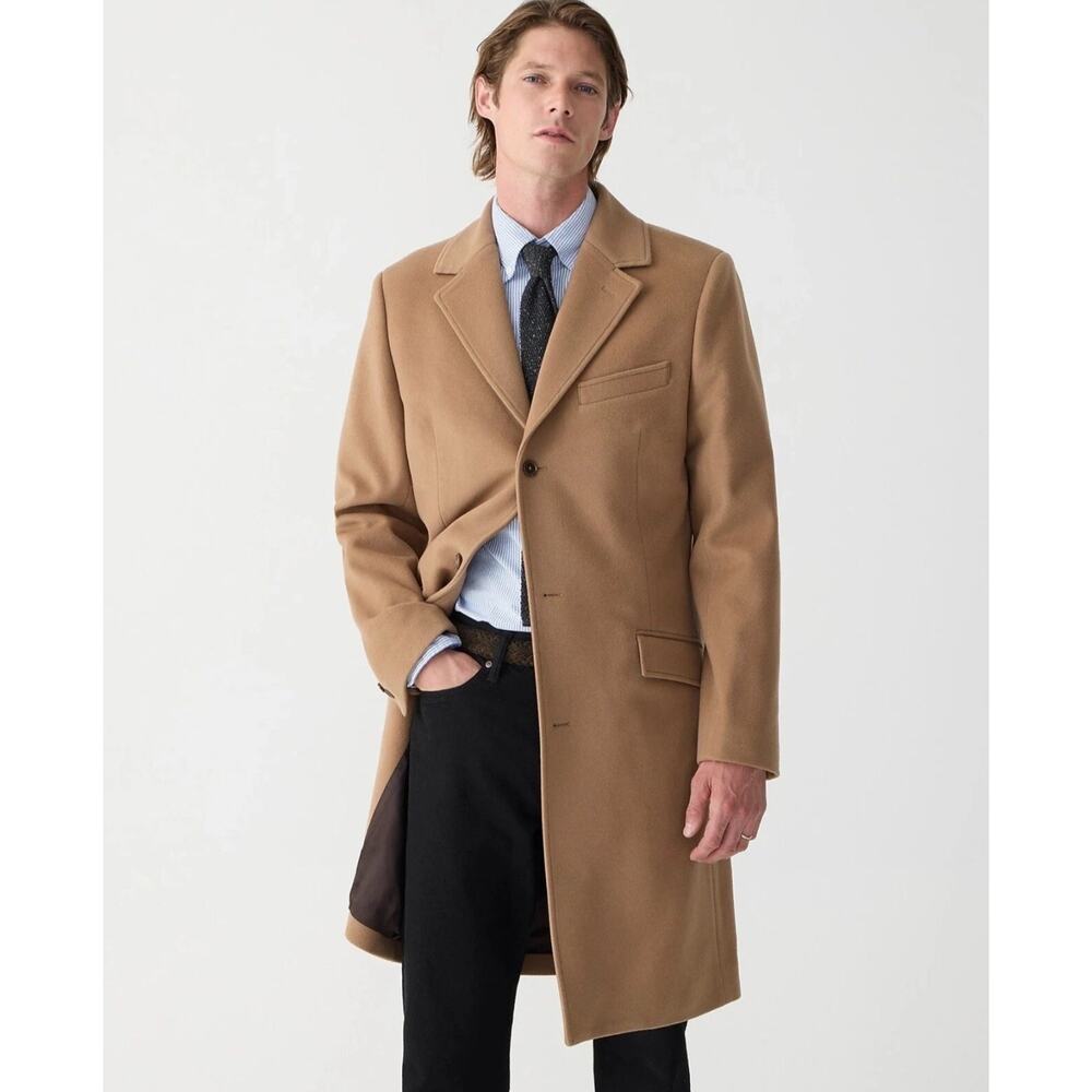 J. Crew Men’s Ludlow $548 Overcoat Camel/Toffee Italian Cashmere Wool Size 36R